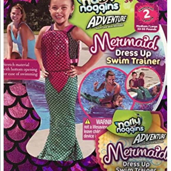 mermaid dress up swim trainer NARLY NOGGINS MERMAID DRESS UP SWIM TRAINER LEVEL 2 MEDIUM / LARGE 33-55lbs
